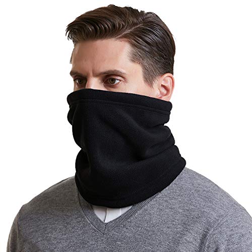 I Kua Fly Calentador de Cuello, Pasamontañas Lana Thermico Windstopper Invierno Snood Bufanda Calentador Tubular Cuello - Esqui Moto Ciclismo Snowboard Running (Negro)