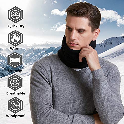 I Kua Fly Calentador de Cuello, Pasamontañas Lana Thermico Windstopper Invierno Snood Bufanda Calentador Tubular Cuello - Esqui Moto Ciclismo Snowboard Running (Negro)