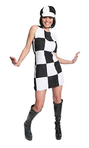 I LOVE FANCY DRESS LTD Disfraz DE Vestido DE GOGO DE LOS AÑOS Sesenta para Mujer Chica FIESTERA Mod DE LOS AÑOS Sesenta Vestido A Cuadros Negro Y Blanco (PEQUEÑO)