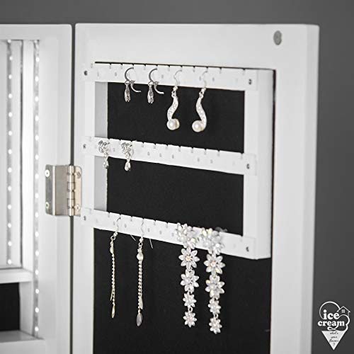 ice cream what's your flavour? Harper - Gabinete de Espejo de joyería Blanco montado en la Pared/de Escritorio con Luces LED internas y Marco de Fotos Almacenamiento de Maquillaje de Dormitorio