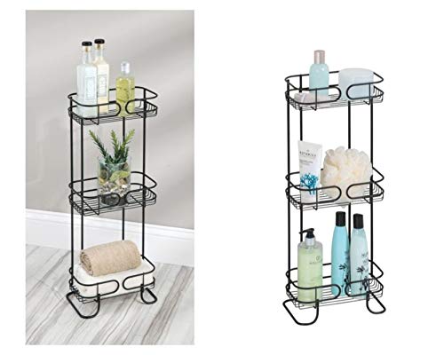 iDesign Neo Estantería, mueble de baño autónomo en metal, con tres estantes de ducha para gel y champú, negro mate, 16.0 Cm X 24.9 Cm X 66.3 Cm