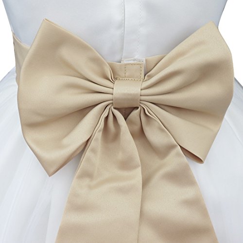 IEFIEL Vestido de Princesa Niña Tutú Vestido Blanco de Fiesta Boda Bautizo para Niñas Vestido de Flores Cumpleaños Princesa Elegante 2 Años-14 Años Beige Oscuro 8 años