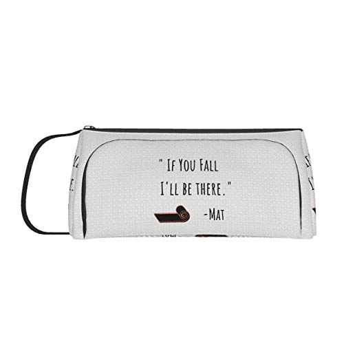 If You Fall I'll Be There Estuche de moda, gran capacidad, bolsa de almacenamiento de cosméticos, doble cremallera, uso general para estudiantes y trabajadores de oficina