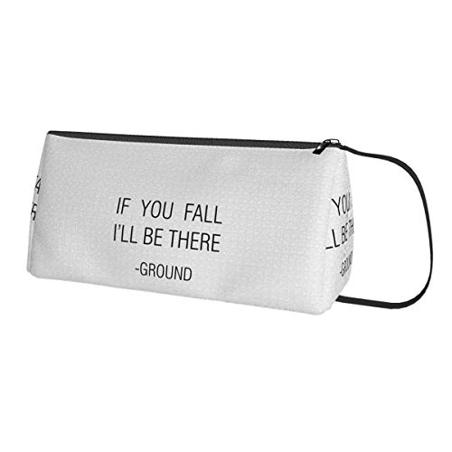 If You Fall I'll Be There Estuche de moda, gran capacidad, bolsa de almacenamiento de cosméticos, doble cremallera, uso general para estudiantes y trabajadores de oficina