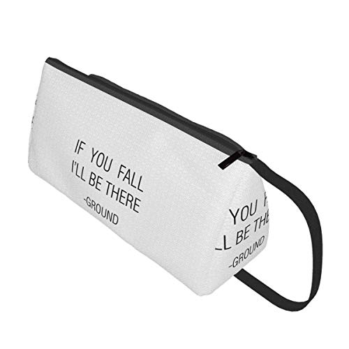 If You Fall I'll Be There Estuche de moda, gran capacidad, bolsa de almacenamiento de cosméticos, doble cremallera, uso general para estudiantes y trabajadores de oficina