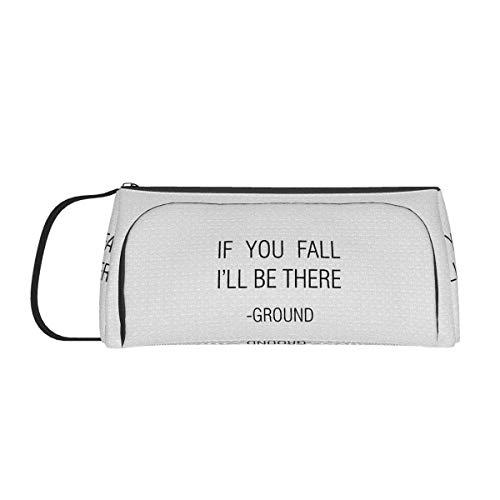 If You Fall I'll Be There Estuche de moda, gran capacidad, bolsa de almacenamiento de cosméticos, doble cremallera, uso general para estudiantes y trabajadores de oficina