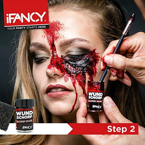ifancy Set de Maquillaje Zombie Sangre de Costra y Latex Líquido para Crear heridas y Cicatrices para Halloween, Carnaval etc.