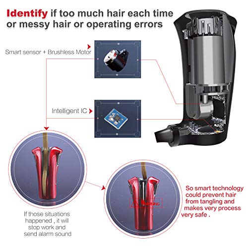 iGutech Rizador de pelo automático con cerámica Turmalina, calentador y monitor LED (Rojo)