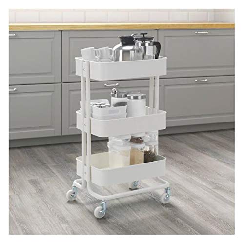 'Ikea – Camarera ("råskog Carrito de cocina Carrito Bar carro carro de baño de acero – con ruedas – Tamaño: 35 x 45 x 78 cm – Blanco