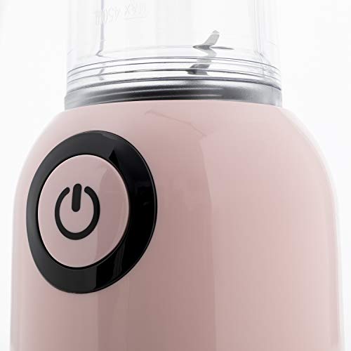 IKOHS Batidora de Vaso OSIT - Batidora de Vaso Individual para Smoothies y Batidos, 250 W, 400 ml, Portátil, Cuchillas de Acero Inoxidable, 230W, Libre de BPA, Diseño Exclusivo (Rosa)