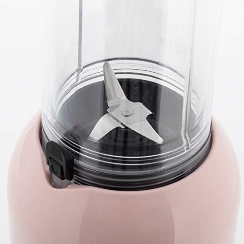 IKOHS Batidora de Vaso OSIT - Batidora de Vaso Individual para Smoothies y Batidos, 250 W, 400 ml, Portátil, Cuchillas de Acero Inoxidable, 230W, Libre de BPA, Diseño Exclusivo (Rosa)