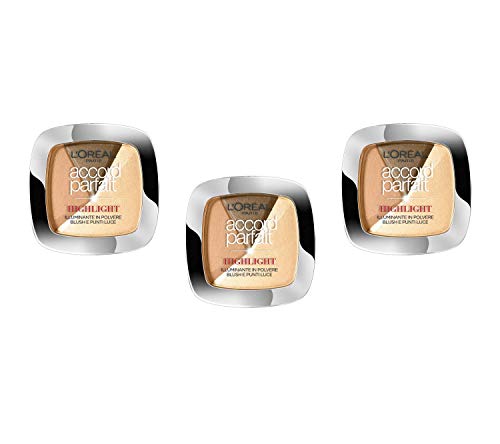 Iluminador En Polvo Accord Parfait Highlight 102 Golden, juego de 3
