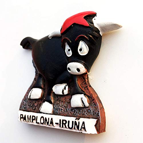 Imán para nevera de resina 3D de Pamplona Bull Run Festival España para viajes, recuerdo de viaje, colección de regalo para el hogar y la cocina, imán magnético para nevera