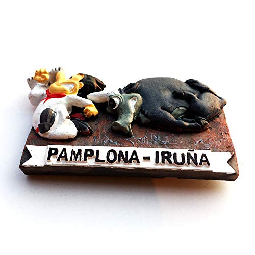 Imán para nevera Time Traveler Go Spain Pamplona Bull Run Festival Travel Souvenir Gift Collection Decoración para el hogar y la cocina 3D resina imán magnético adhesivo