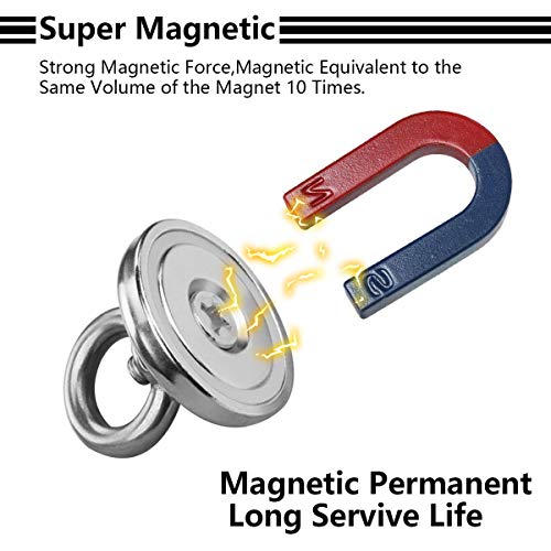 Imanes de Neodimio,Imán de Neodimio N52 Super Potente Imán Fuerza con agujero avellanado y argolla,Diámetro 48MM Para usos múltiples.