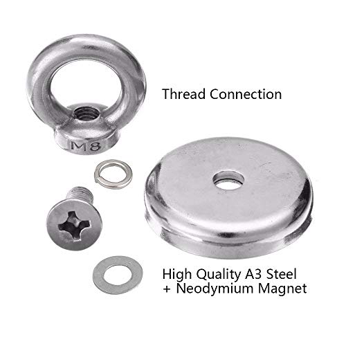 Imanes de Neodimio,Imán de Neodimio N52 Super Potente Imán Fuerza con agujero avellanado y argolla,Diámetro 48MM Para usos múltiples.