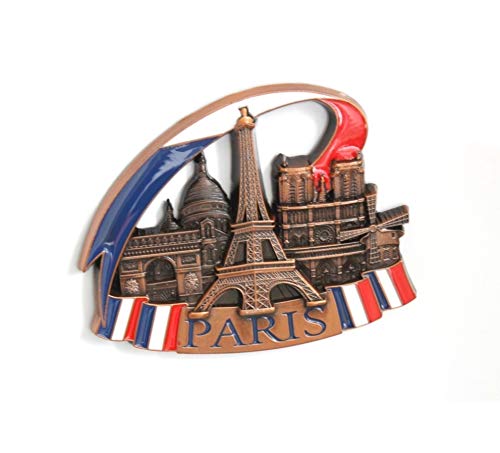 Imanes de nevera decorativos, fabricados con metal, diseños de Venecia, París, Roma, Praga, Ámsterdam, Barcelona, Dubai y Tailandia, ideales como regalo de recuerdo, metal, Silver Paris