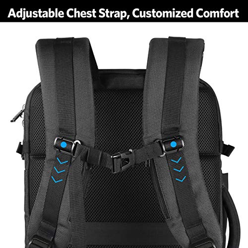 Inateck 40L Mochila de Viaje Hombre Mujer Maleta de Cabina Mochila de Equipaje de Mano Aprobada para Transporte Aéreo Avion IATA/EasyJet/Ryanair, Negro