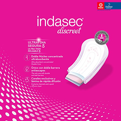 INDASEC Discreet - Compresa para Pérdidas, Leves Maxi, 15 Unidades, Negro (3821831)