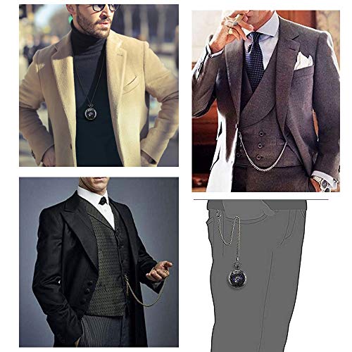 Infinito U- Reloj de Bolsillo de Movimiento Mecánico Escala Numeral Romano con 2 Cadenas