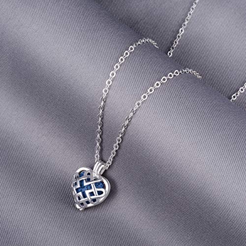 INFUSEU Aromatherapy Essential Oil Diffuser Collar para Mujer, Celtic Knot Heart Perfume Diffuser Colgante con 6PC Lava Stones & Chain 24", Regalos para Dama