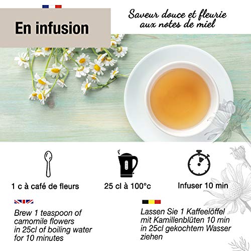 ? INFUSION MANZANILLA ECOLOGICA Origen Europa, 100gr I Infusión a granel, Tisana Ecológica, infusiones para dormir y para la digestión I Flor de manzanilla Alemana - Manzanilla en flor Ecológica