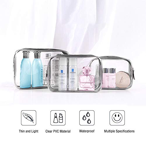 INHEMi 4 Piezas Unisex Neceser Transparente Bolsa de Vuelo para Líquidos Bolsa de cosméticos a prueba de agua Bolsa con cremallera Multi-tamaños