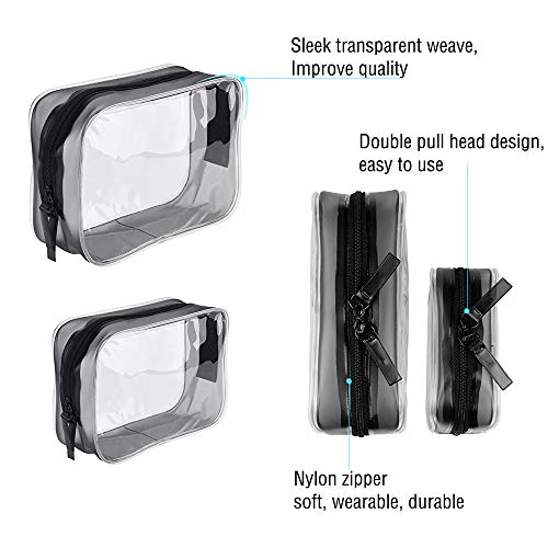 INHEMi 4 Piezas Unisex Neceser Transparente Bolsa de Vuelo para Líquidos Bolsa de cosméticos a prueba de agua Bolsa con cremallera Multi-tamaños