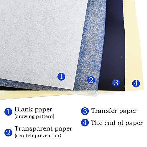 INHEMI 50 x Transferencia para Tatuaje Cuatro Capas de Hojas de Copia para Tatuaje Tattoo Transfer Paper , de Tamaño A4 Cada Una