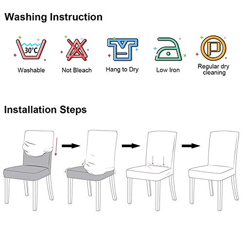 INMOZATA - Fundas para sillas de comedor o cocina, respaldo alto, de poliéster y elastano, elásticas, lavables y extraíbles moderno 6 unidades