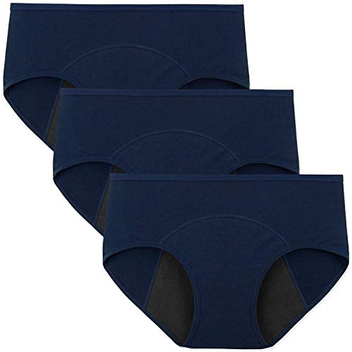 INNERSY Bragas Menstruales Absorbentes de Mujer para Período Algodón Pack de 3 (L-EU 42, 3 Azul)
