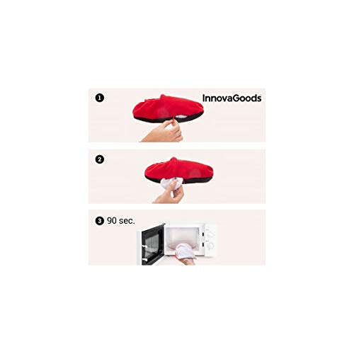 InnovaGoods - Zapatillas de Casa Calentables en Microondas, Rojo, Unisex, Talla Única, Calienta Pies
