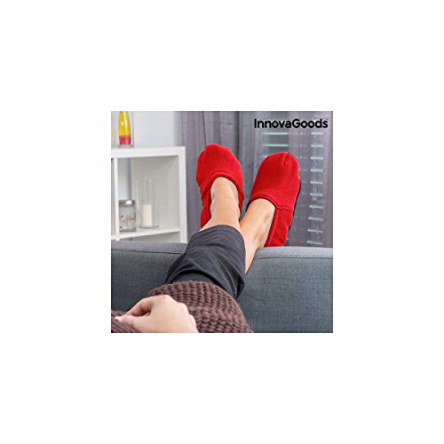 InnovaGoods - Zapatillas de Casa Calentables en Microondas, Rojo, Unisex, Talla Única, Calienta Pies