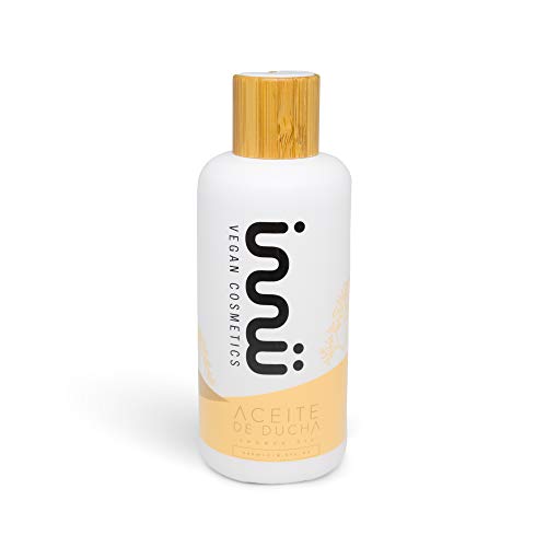 Innu Vegan - Aceite de Ducha - 250ml - Aceite corporal nutre e hidrata la piel - Ingredientes naturales  - Aceite esencial de Almendras y de Caléndula - Vegano y Cruelty Free - Vegan Society