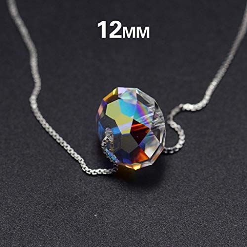 Insistir siempre en el éxito Collar de Plata esterlina Accesorios Primavera y Verano Cadena de clavícula Colgante de Cristal Regalo de cumpleaños (Size : 12mm)