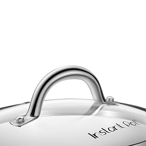 Instant Pot - Tapa de vidrio templado para adaptarse a ollas de presión eléctrica de 5 a 6 litros Tapa de cristal 6 litros Tempered Glass With Stainless Steel Rim and Handle