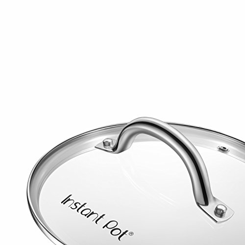 Instant Pot - Tapa de vidrio templado para adaptarse a ollas de presión eléctrica de 5 a 6 litros Tapa de cristal 6 litros Tempered Glass With Stainless Steel Rim and Handle