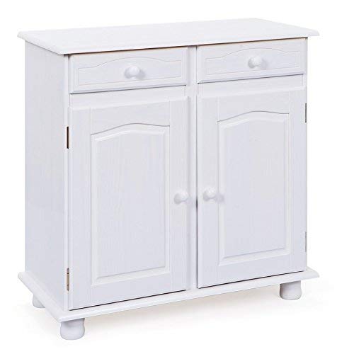 Inter Link Anna 1 Armario Lateral Pino Macizo Lacado Blanco, Madera, 2 puertas, 87x88x43