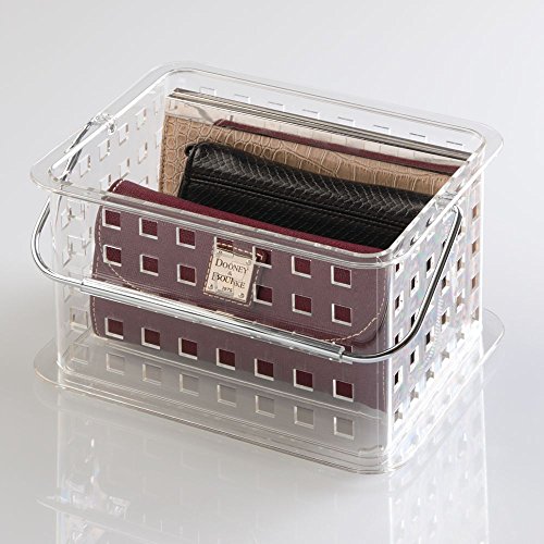 InterDesign Zia Cesta de almacenamiento, cesta de plástico pequeña para baños ideal para accesorios de ducha y de aseo personal, transparente