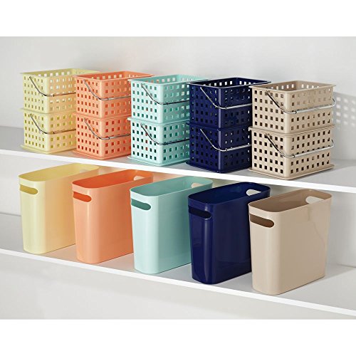 InterDesign Zia Cesta de almacenamiento, cesta de plástico pequeña para baños ideal para accesorios de ducha y de aseo personal, transparente