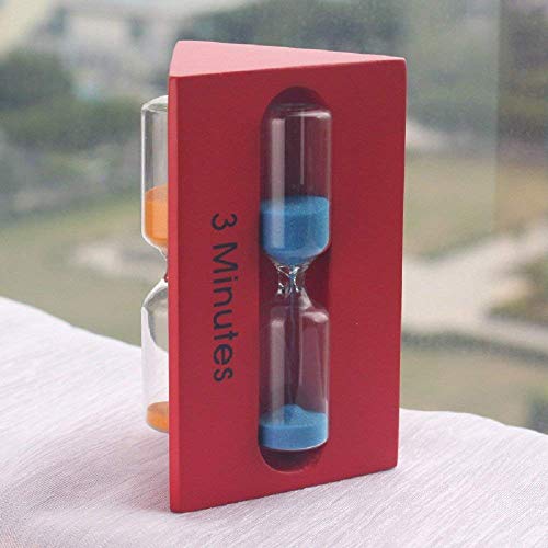 Interestmaker 3/5/7 minutos de madera triángulo niños cepillo de dientes arena temporizador horario cocina (rojo)