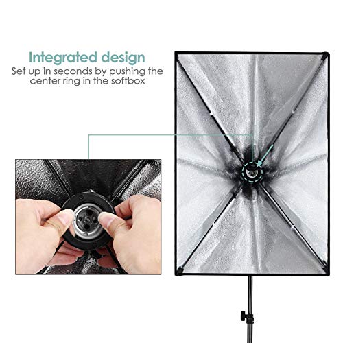 Intey Softbox Iluminacion Kit Fotografia con Luz Continua Ventana de Luz 50x70cm, Tripode, Bombilla 135W de Fotografía de Estudio Fotográfico