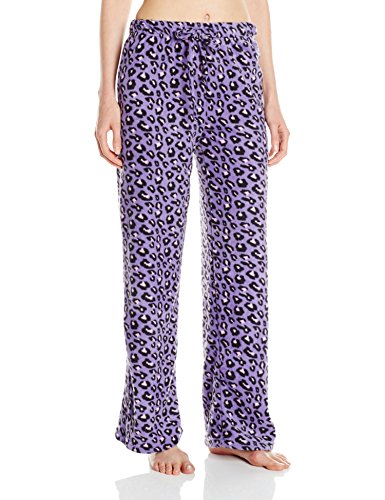 INTIMO Women's Zebra-Print Microfleece Pajama Pant, Purple, L