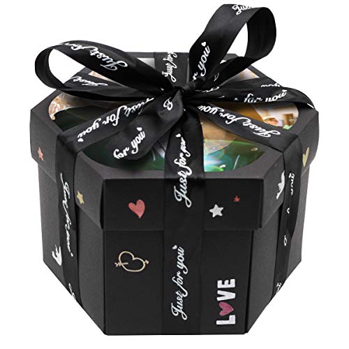 int!rend Caja de Regalo | XXL Caja de Sorpresa Explosion Box, con 5 Plantillas | Regalo para cumpleaños, Boda, San Valentín | Caja Sorpresa Regalo romantico para Novio o Novia