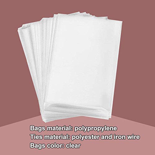 INTVN Bolsas Transparentes Bolsas Celofán - 300 Piezas Múltiples tamaños Bolsas Transparentes Dulces Bolsa OPP con 300 Piezas Lazos de 2 Colores , para Regalo Bolsa, Bolsa de Dulces, Boda