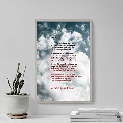 Invictus motivaciónal Poema by William Ernest Henley 3 (Clouds) Art Print Póster Afiche Foto Regalo - Dimensiones: 30 x 20cm