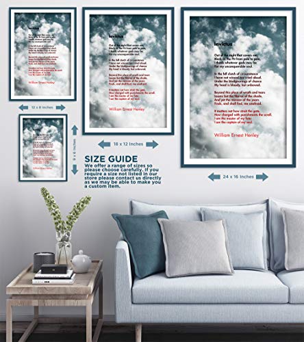 Invictus motivaciónal Poema by William Ernest Henley 3 (Clouds) Art Print Póster Afiche Foto Regalo - Dimensiones: 30 x 20cm