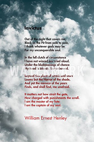 Invictus motivaciónal Poema by William Ernest Henley 3 (Clouds) Art Print Póster Afiche Foto Regalo - Dimensiones: 30 x 20cm