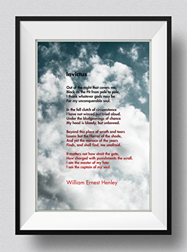 Invictus motivaciónal Poema by William Ernest Henley 3 (Clouds) Art Print Póster Afiche Foto Regalo - Dimensiones: 60cm x 40cm
