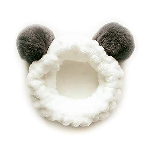 iPobie Diadema de Forro Polar Suave para Mujer, Elástica del oído Panda Linda, Diadema Suave para la Mujer Toalla para Lavar la Cara, Maquillaje Diadema